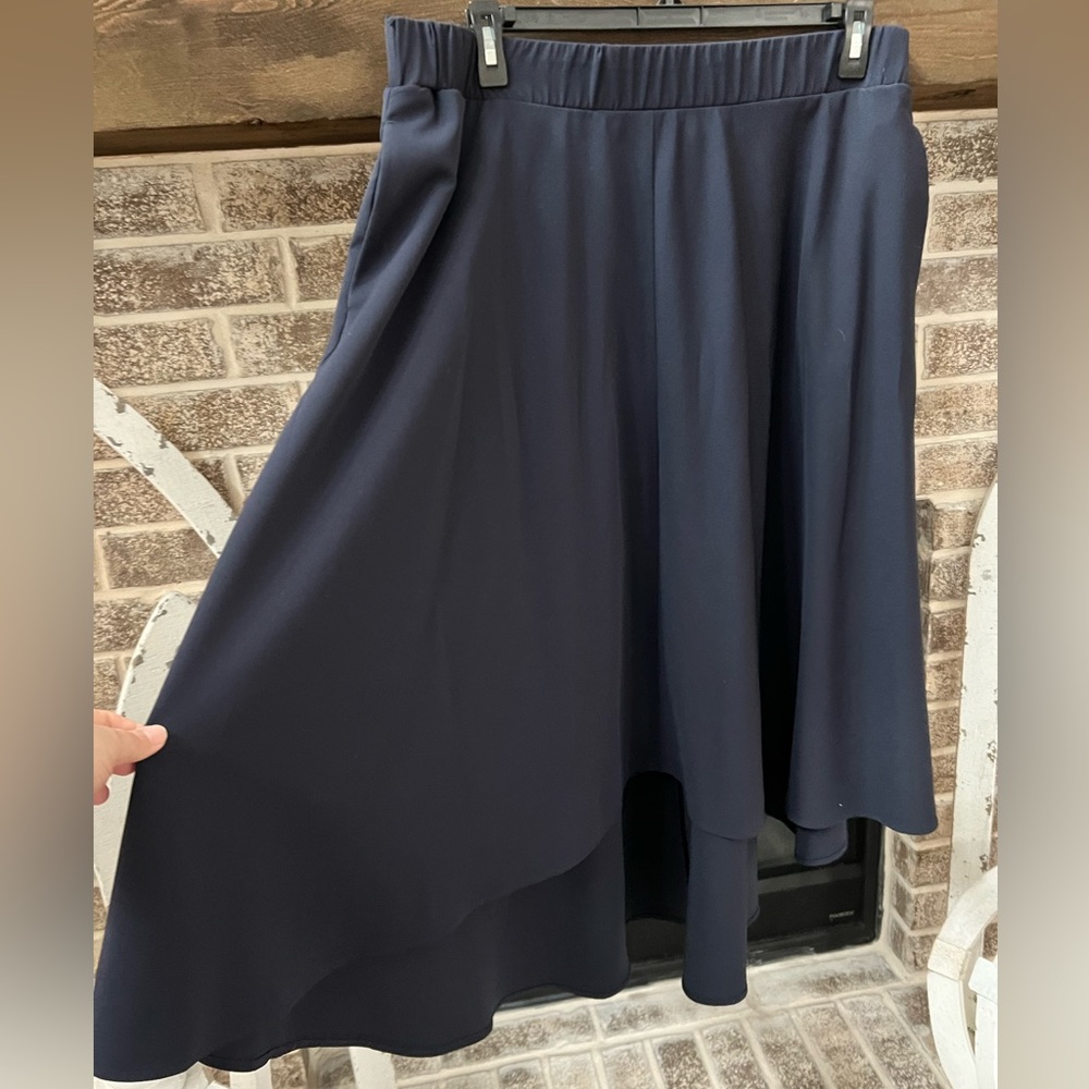 Navy Circle Skirt with Pockets and Belt